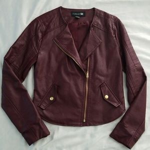 Maroon jacket faux leather